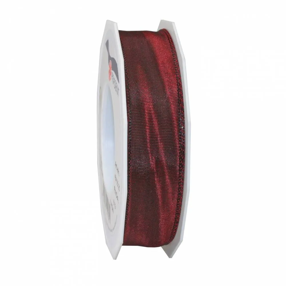 Ruban laitonné brillant 25 mm x 25 m bourgogne